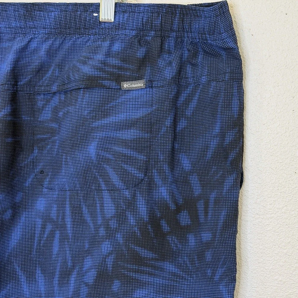 Columbia Swim Trunks Mens Sz 3X Blue Print Elastic‎ Drawstring Waist No Lining